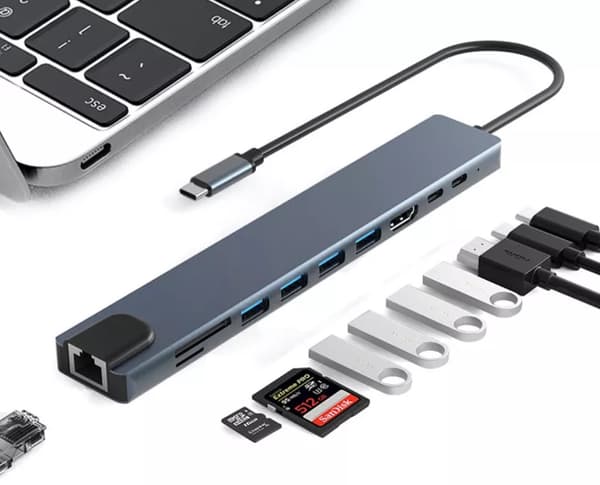 USB-C Dockningsstation 10-i-1 med HDMI 4K, USB 3.0, LAN och PD 87 W