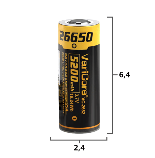 VariCore VC-2652 26650 Li-ion-batteri 3,7 V 5200 mAh