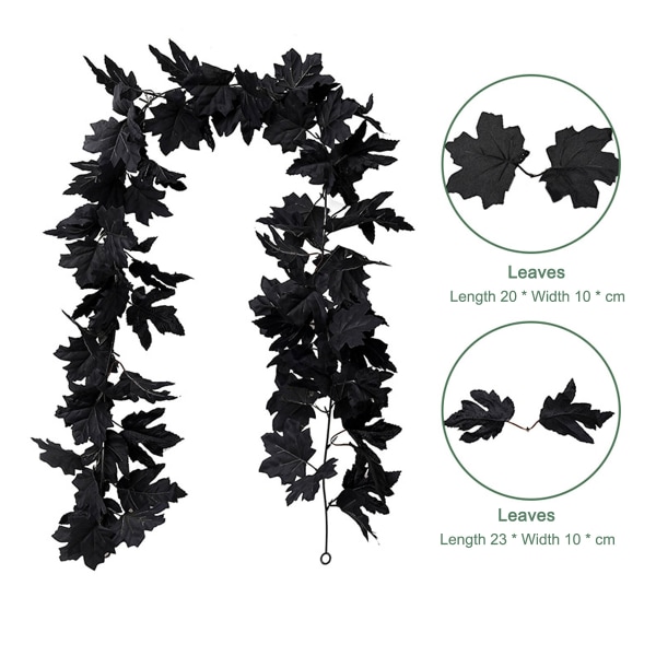 Artificiell Black Vine Rose Fall Lönnlöv Garland Hängande