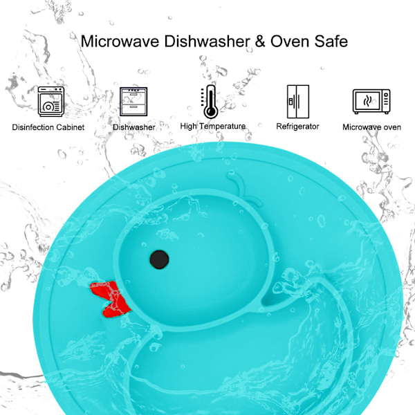 Silikondelad tallrik för småbarn, bärbar halkfri