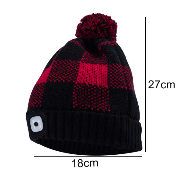 Varm stickad mössa för vintersäkerhet, unisex LED hattlampa