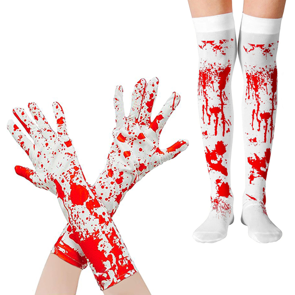 2 par Halloween kostymstrumpor höga strumpor Halloween handskar Gloves and socks