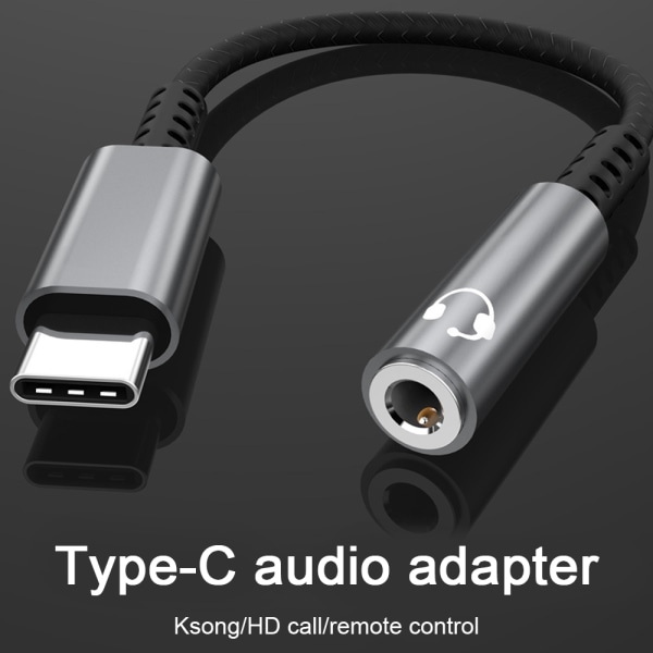 USB C till 3,5 mm honadapter, hörlursuttag typ C grey