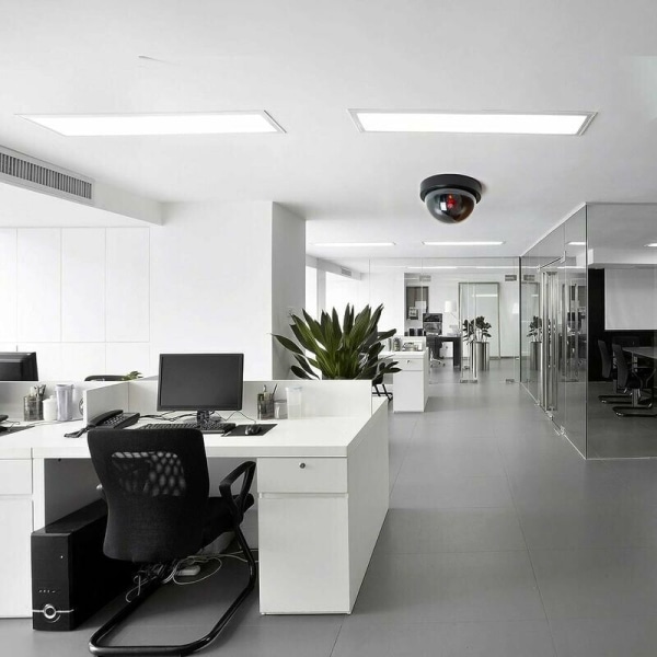 Dummykameror, falsk säkerhets CCTV kupolkamera med LED-blixtljus för företag Butiker Hem, inomhus utomhusbruk (4-pack)