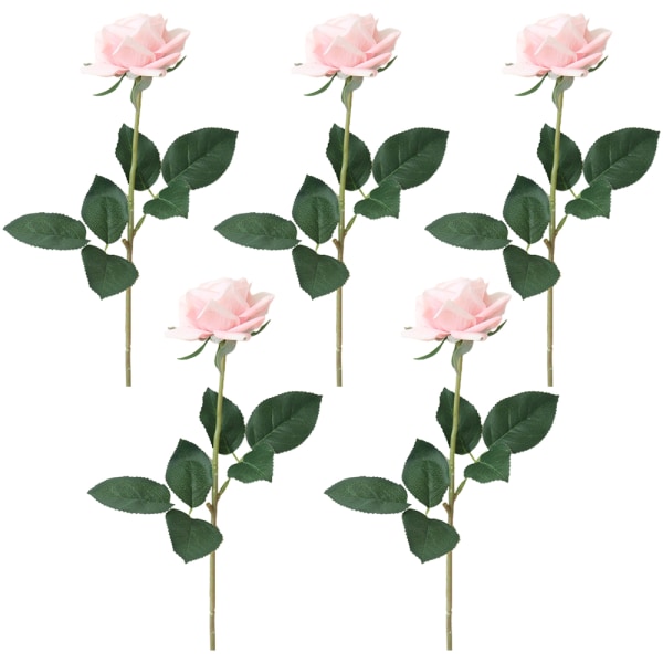 5st falska rosor konstgjorda blommor stjälkar bukett Pink