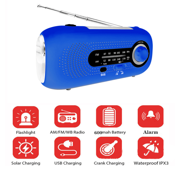 Utan batteri - Solar Emergency Weather Radio Hand Crank Self