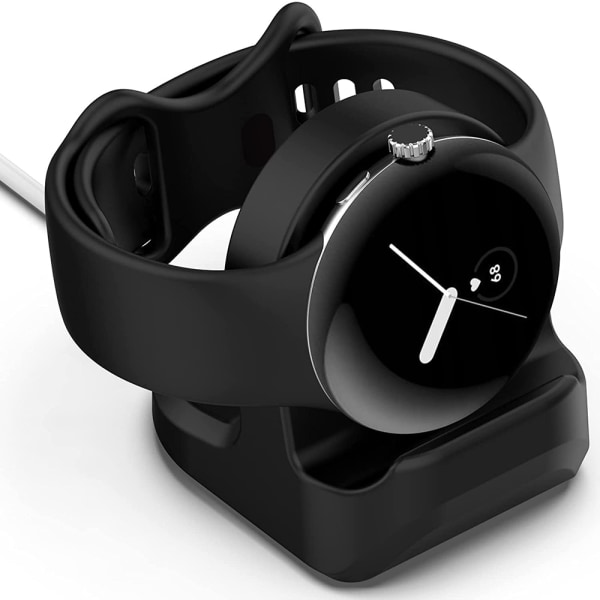 Ställ kompatibel med Google Pixel Watch laddstation, laddstationshållare silikondocka för Google Pixel Watch 2022 svart