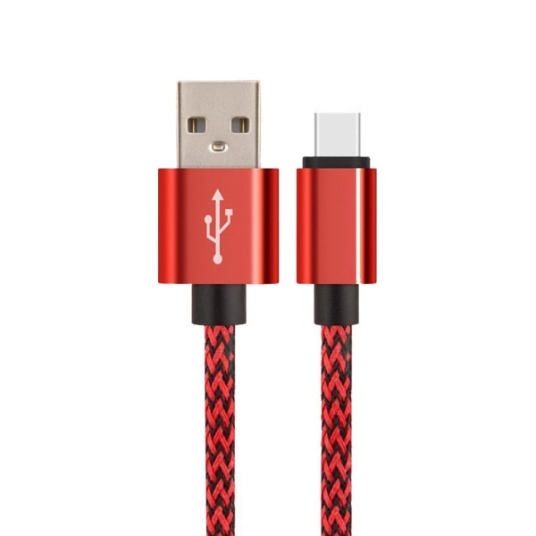 USB 2m snabbladdning nylon flätad USB -kabel för Samsung, Huawei, LG, Sony, HTC, Nexus, Xiaomi Redmi Note 5 6 Pro, Wiko Lenny Jerry 2 3, etc - Röd
