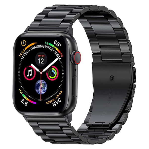 Kompatibla Apple Watch-armband 42/44/45mm, rostfritt stål iWatch-armband för Apple Watch Series 7/6/5/4/3/2, 38mm 40mm 41mm svart