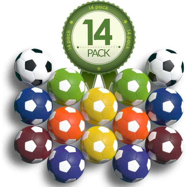 Överste Fotbollsbord Ersättningsfotbollar - 14-pack - 36 mm spelbordsstorlek - Multi bordsfotbollar