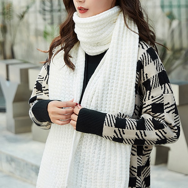 Kvinnors vinter stickad obegränsad halsduk mode tjock varm