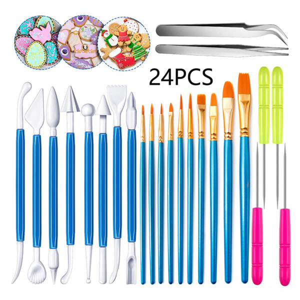 Candy cake decorating tool set includes decorating brush, sugar