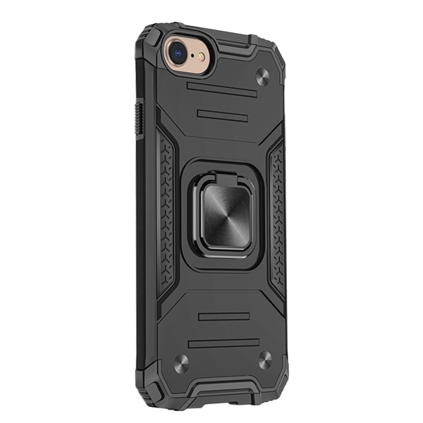 Case för iPhone SE- case av militärklass, stötsäkert skyddande telefonfodral, med bilmonterad Ring Kickstand- case för iPhone SE-svart