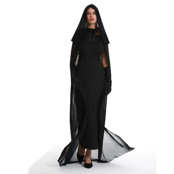 Halloween Witch Klänning Set Ghost Bride mantel med handske kvinnor XXL