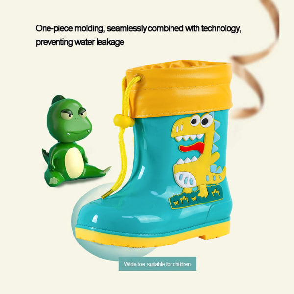 Regnstövlar för småbarn, lätta vattentäta regnstövlar f Lake Green + Elastic Leather Cover 28-29(180)