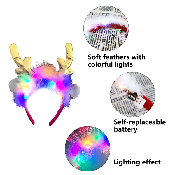 2 st LED julhuvudband med ljus julgran älg