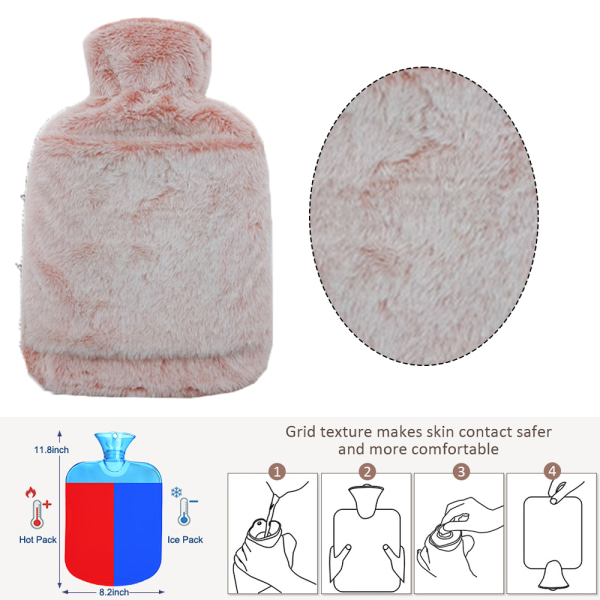 Varmvattenflaska gummi (2 liter) varmvattenpåse för kramp,