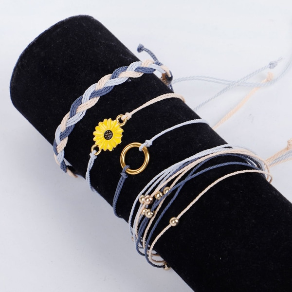 Litet Daisy- set, handvävt armband av vaxpärlor