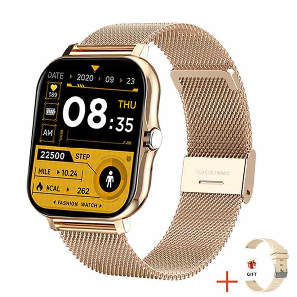 Smart Watch - Guld Stål+Silikon