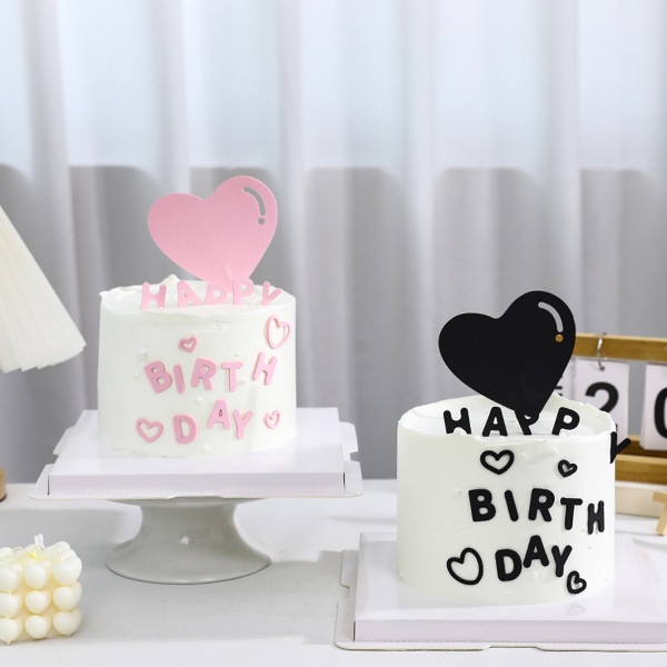 4Set Happy Birthday Cake Topper - Födelsedagsfest tårta black
