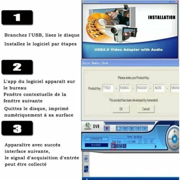 Video Capture Audio Video USB 2.0 Digital VHS Converter Capture Box Video Capture från VCR VHS-kassetter C Hi8 Transfer DVD-inspelare Kompatibel med