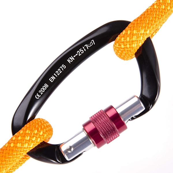 Verbesserter robuster Kletterkarabiner mit Schraubverschluss, großer Aluminium-D-Ring-Haken für Camping, Bergsteiger, Hängematte,