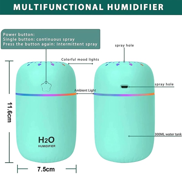 Bärbar Mini USB Personlig Luftfuktare, Cool Mist Luftfuktare
