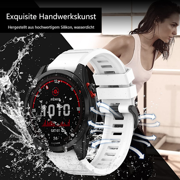 Armband kompatibel med Garmin Fenix 7X/6X GPS /6X PRO /5X GPS /5X Plus/3 HR, [26 mm QuickFit silikonbytesrem], klockarmband för Garmin