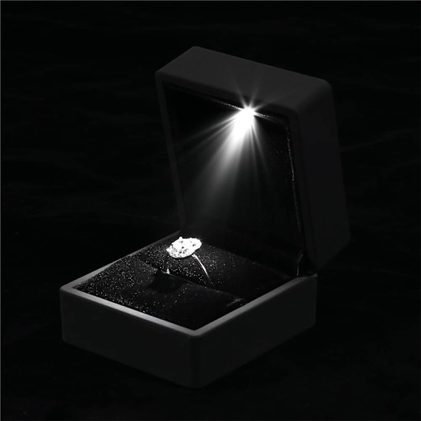 LED Upplyst Ring Box Örhänge Ring Case Vigselring Smycken Black