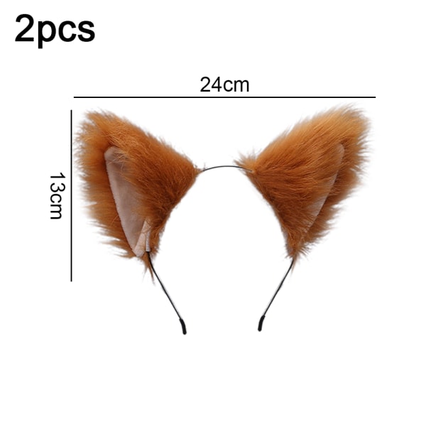 2 st rävöron pannband söta plysch djuröron hårband för