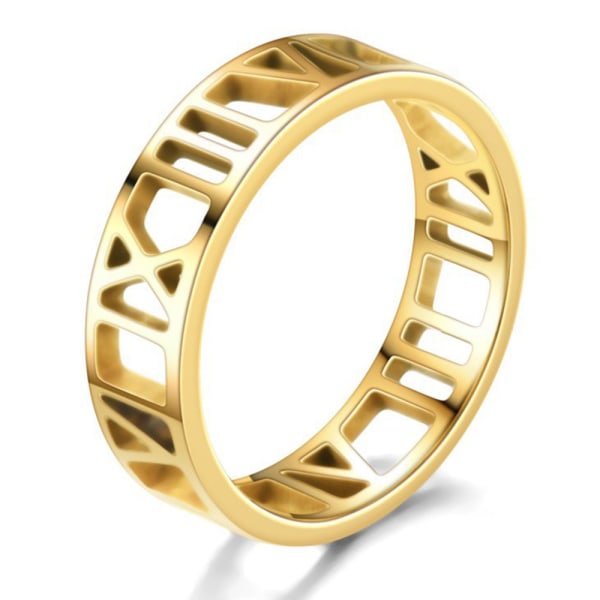 Enkel ring i rostfritt stål, ring med romerska siffror