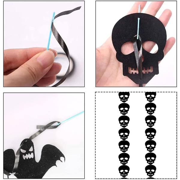 4Pack Halloween non-woven dekorativa hängen, atmosfär Skeleton Head