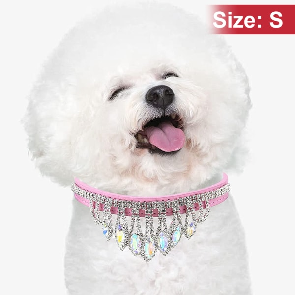 Bling Rhinestone Hundhalsband Mjuk Justerbar PU Läder Diamant