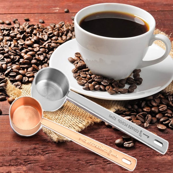 2-delad kaffemätsked i rostfritt stål,