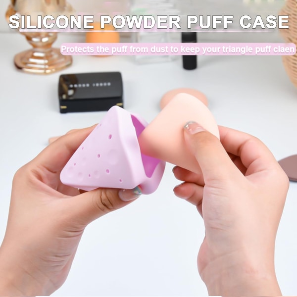 Triangel Powder Puff Case, Andas Silikon Makeup Sponge Hol