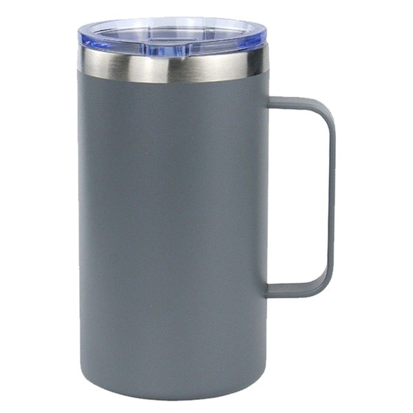 Kaffemugg med lock, vakuumisolerad reseglas med handtag gray