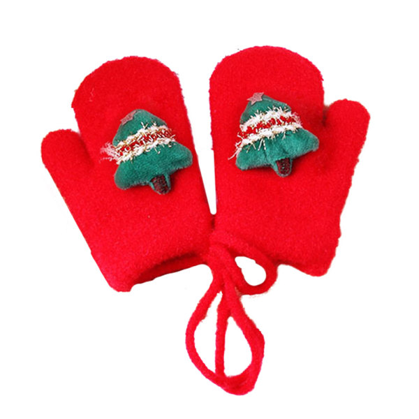 Barn jul röda handskar höst och vinter ull förtjockad