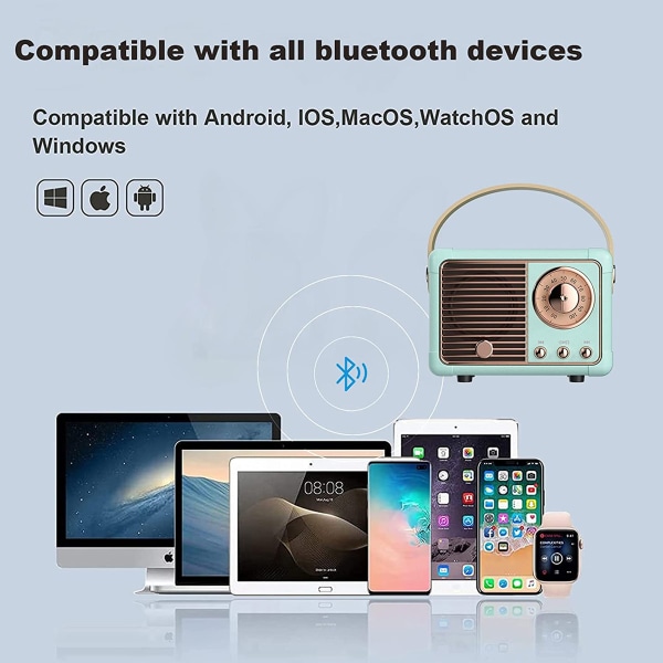 Retro Bluetooth-högtalare, vintage-dekor, liten trådlös Bluetooth