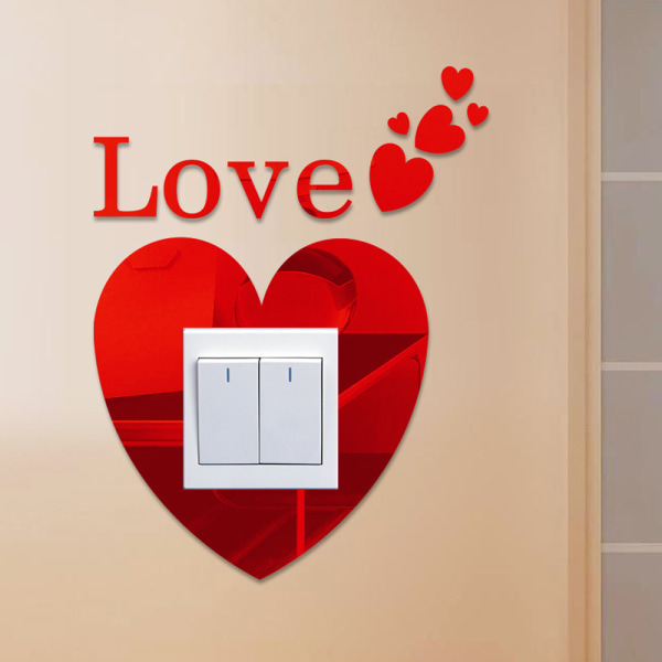 Akryl 3D-spegel Reflekterande Switch Stickers Love Living Room