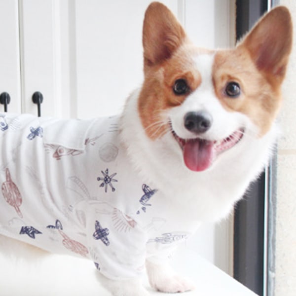 Hundpyjamas randig överall för djur, mjuka hundkläder i bomull