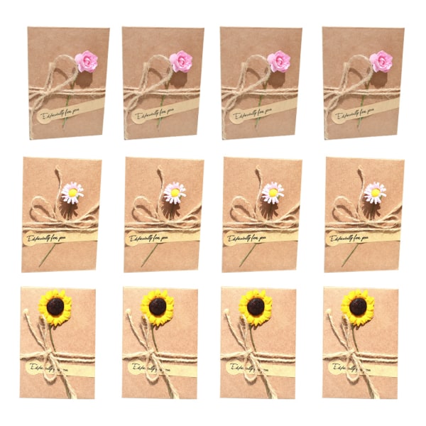 Blomma tackkort 12-pack gratulationskort inbjudningskort