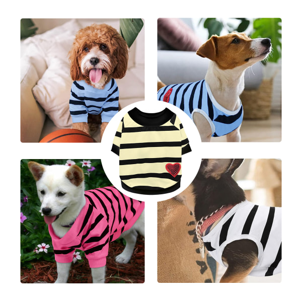 Vår/sommar Husdjurskläder Randig t-shirt för hundar för husdjur Hundkatt Cotto