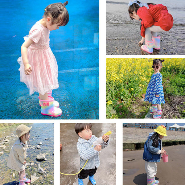 Regnstövlar för toddler för barn, Unisex regnstövlar för barn för flickor Internal length 15cm