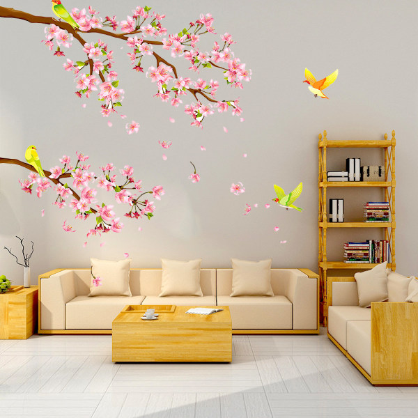 Skata persika gren väggdekaler vardagsrum sovrum