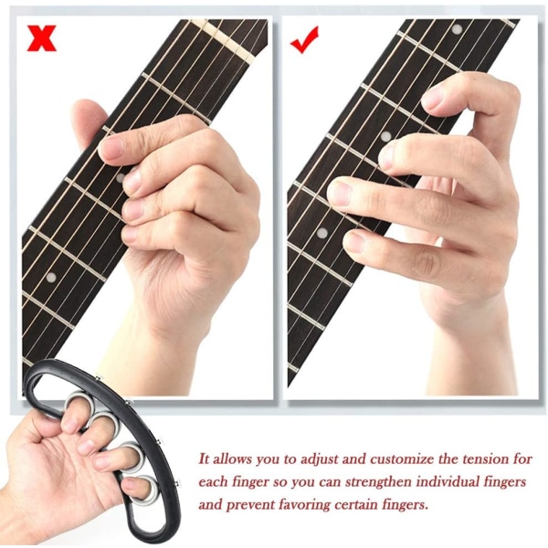 Gitarr Finger Expansion, Finger Sleeve Finger Force Span Träningstränarverktyg Träningsband för gitarr bas Piano Finger Speed ​​System Musical