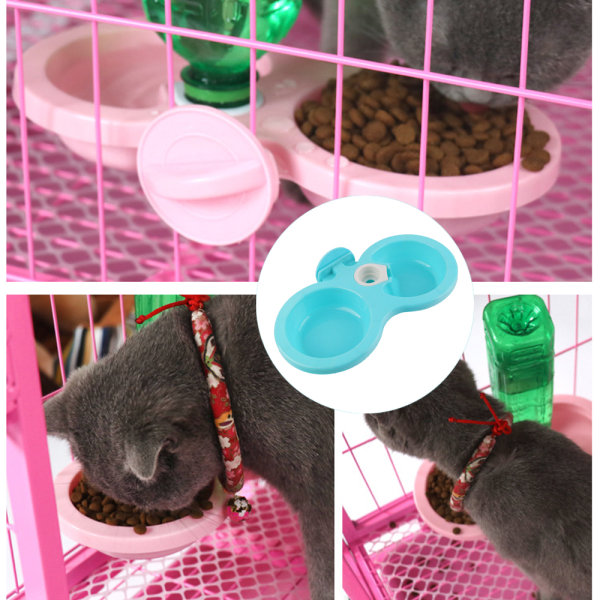 Dubbelskål för husdjur, mat- och vattenautomat, hängande