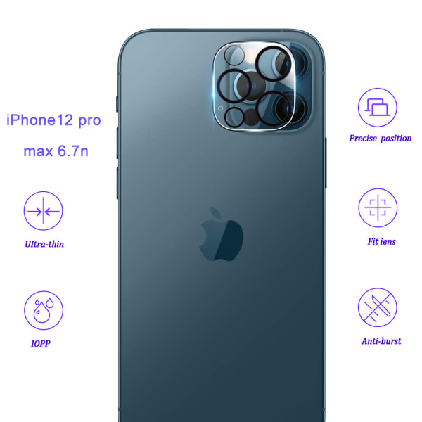 [3-pack] Kamera i härdat glas kompatibel med iPhone 12 Pro Max (6,7 tum) 5G-kamera skyddsfilmlins, bakljusfilm [bubblafri] HD Clear