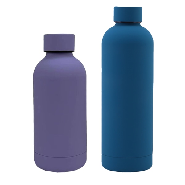 2-pack vattenflaska i rostfritt stål - termosflaska - metall Purple+Blue 350ml+750ml