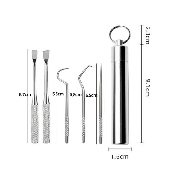 Bärbar tandpetare set återanvändbara rostfria tandpetare
