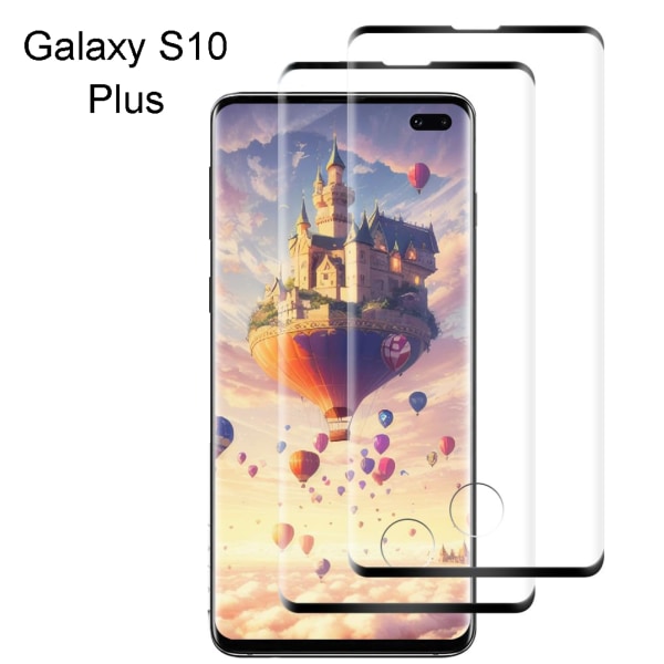 Pansarglas kompatibel med Samsung Galaxy S10 Plus, 2-pack pansarglas, HD klar glass skärmskydd